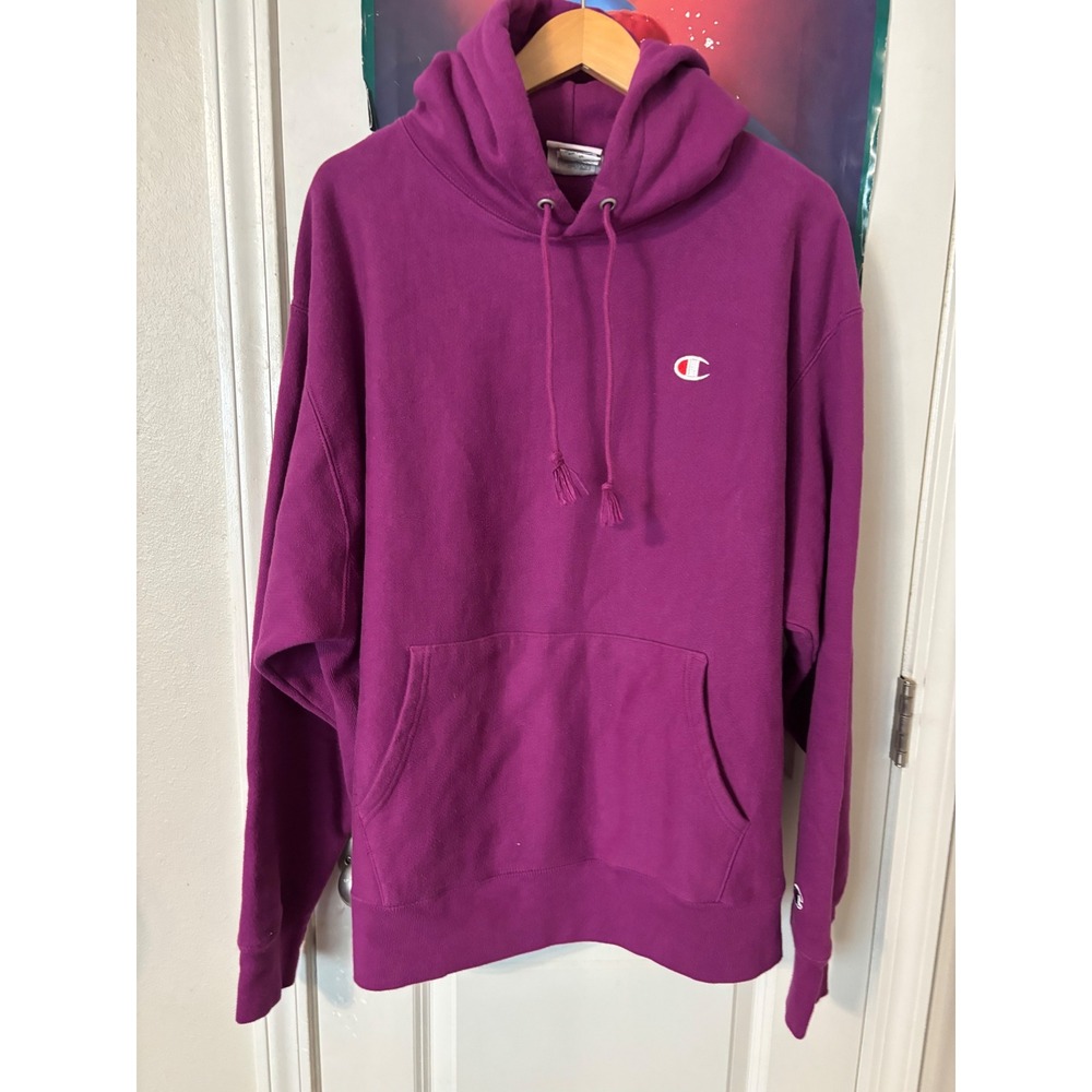 Champion Reverse Weave Hoodie Magenta Purple Mens 2XL Heavyweight Sweatshirt